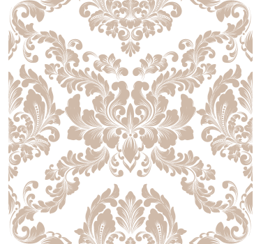 Papier peint baroque motif damassé beige - TenStickers