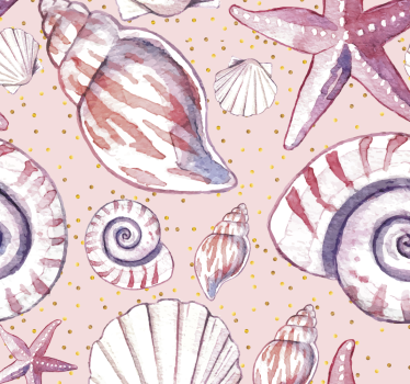Papier peint poissons motif coquillage papillon - TenStickers