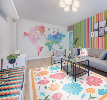 Papier peint ligne horizontale rayures multicolores - TenStickers