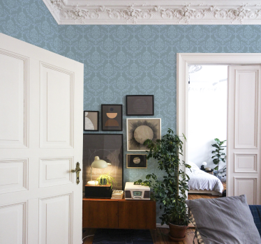 Papier peint baroque couleur bleue - TenStickers