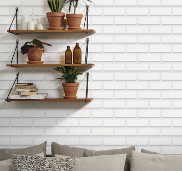 Papier peint salon briques blanches réalistes - TenStickers