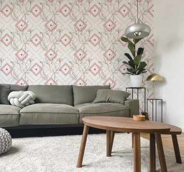 Papier peint salon formes de diamants floraux - TenStickers
