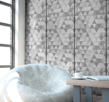 Papier peint chambre imitation mur beton triangles designs - TenStickers