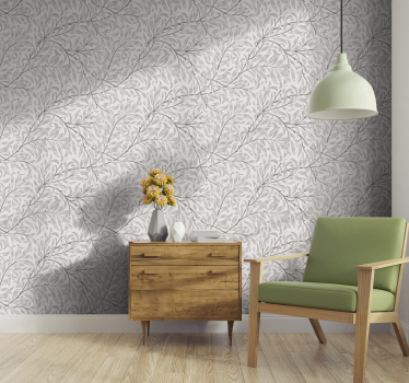 Papier peint chambre gris déco floral - TenStickers