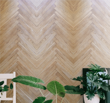 Papier peint bois marron motif à chevrons - TenStickers