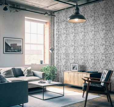 Papier peint chambre imitation mur beton triangles designs - TenStickers