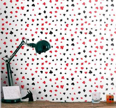 Papier peint fleur Modèle de cartes de poker - TenStickers