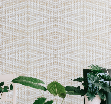 Papier peint salon imitation rotin blanc - TenStickers