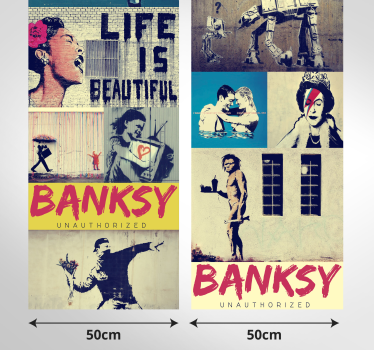 Papier peit chambre ado art collage Banksy - TenStickers