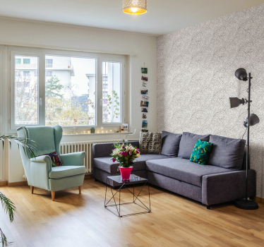 Papier peint chambre gris déco floral - TenStickers