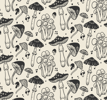 Papier peint salon motif champignon fond beige - TenStickers