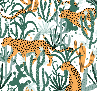 Papier peint vintage Toile de jungle jaguar rôdant - TenStickers