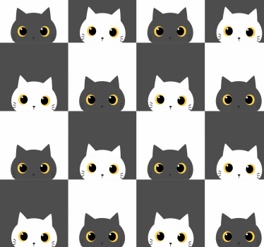 Tapisserie chambre Chats noirs et blancs filmés - TenStickers