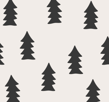 Papier peint salon arbres noirs formes de sapins - TenStickers
