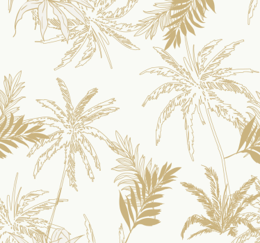 Papier peint salon feuilles tropicales dorées - TenStickers
