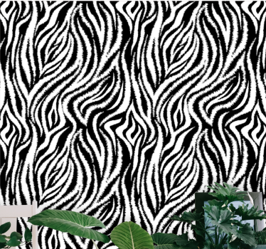 Papier peint salon zèbre noir et blanc irrégulier classique - TenStickers