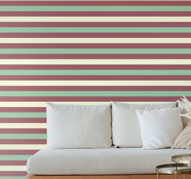 Papier peint à rayure Aquarelle verte et rouge horizontale - TenStickers