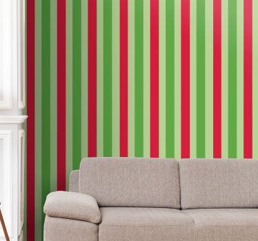 Papier peint rayures vertes et rouges - TenStickers