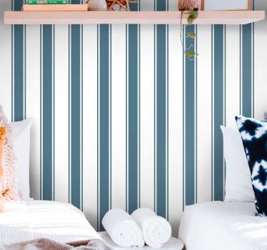Papier peint motif rayé style Hamptons bleu et blanc - TenStickers