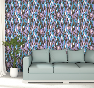 Papier peint salon motif plumes abstrait - TenStickers