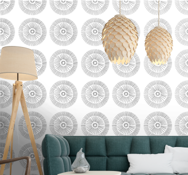 Papier peint salon motifs circulaires minimalistes - TenStickers