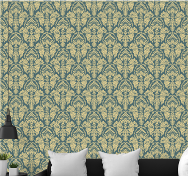 Papier peint salon fleurs baroques beiges - TenStickers
