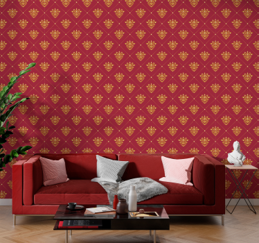 Papier peint baroque motif damassé doré - TenStickers