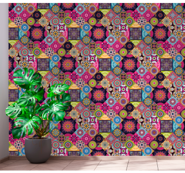 Papier peint carreaux Carreaux de mandala sombre - TenStickers