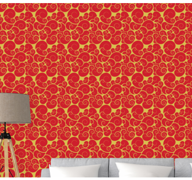 Papier peint salon motif volutes ornées - TenStickers
