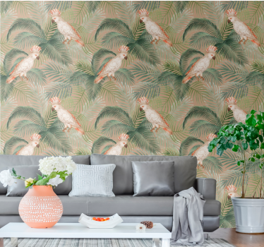Papier peint salon imprimé perroquet tropical - TenStickers