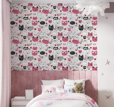 Papier peint chambre Chats illustrés - TenStickers