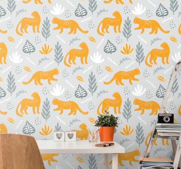 Papier peint chat décor à motifs félins - TenStickers