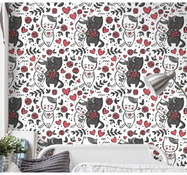 Papier peint chat délice floral félin - TenStickers