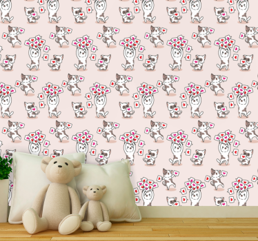 Papier peint chat motif de chat espiègle - TenStickers
