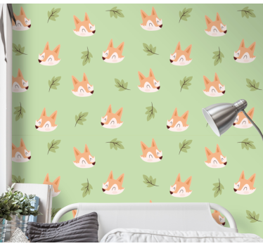 Papier peint chat motif de feuille de renard - TenStickers