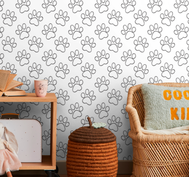 Papier peint chat motif d'empreinte de patte - TenStickers
