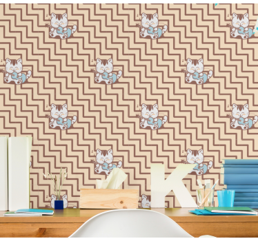Papier peint chat motif félin géométrique - TenStickers