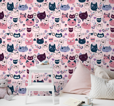 Papier peint chat visages de chats espiègles - TenStickers