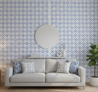 Papier peint classique carrelage bleu - TenStickers
