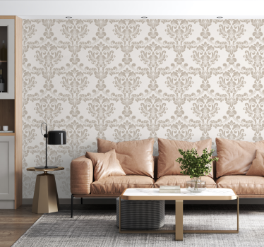Papier peint baroque beige classique Damassé - TenStickers