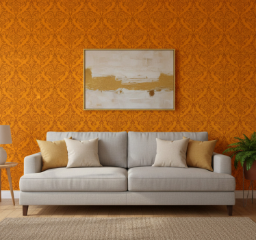 Papier peint classique damassé orange vintage - TenStickers
