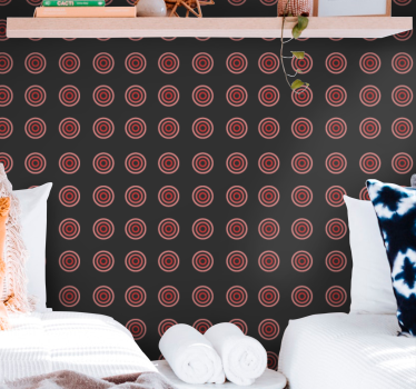 Papier peint classique motif géométrique rond rouge - TenStickers