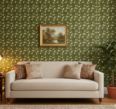 Papier peint classique motif oiseaux verts victoriens - TenStickers