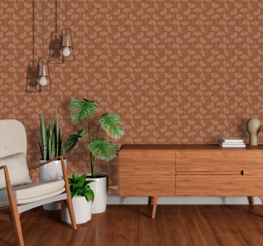 Papier peint terracotta feuilles de ginkgo - TenStickers
