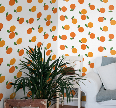 Papier peint salon motif oranges - TenStickers