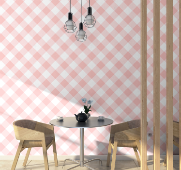 Papier peint deco carré rose et blanc - TenStickers