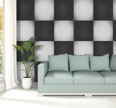 Papier peint deco d'échiquier en cuir - TenStickers