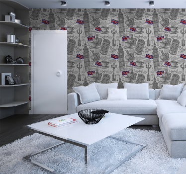 Papier peint villes et pays motifs de Londres et drapeau - TenStickers