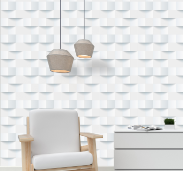 Papier peint salon 3D motif blanc - TenStickers