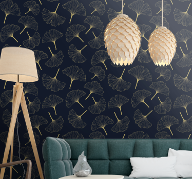 Papier peint salon élégance de la feuille de ginkgo - TenStickers